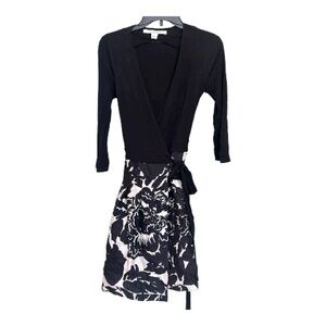 Diane Von Furstenberg Black and White Floral Midi Dress
